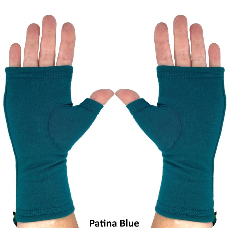 Bamboo fingerless gloves, texting gloves, wrist warmers in solid colours. image 2