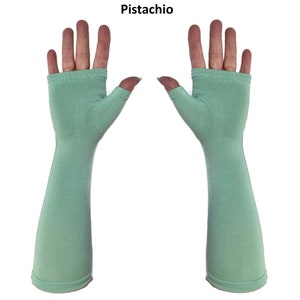 Mid-length fingerless gloves, gauntlets, arm warmers in bamboo blend. image 7