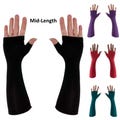 Mid-length fingerless gloves, gauntlets, arm warmers in bamboo blend.