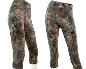 Ice dyed Capri leggings in Bamboo/Cotton/Spandex jersey with 4 way stretch.