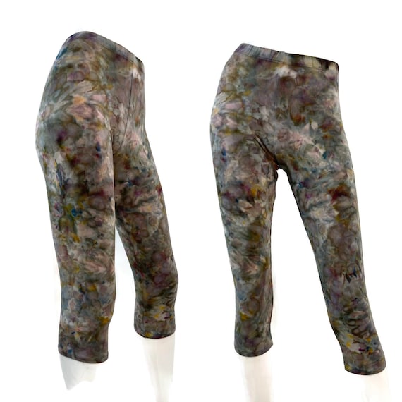 Ice Dyed Capri Leggings in Bamboo/cotton/spandex Jersey With 4 Way Stretch.  