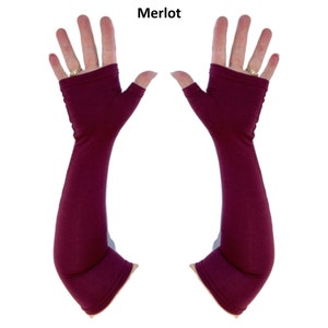 Fingerless gloves, gauntlets, arm warmers in bamboo blend. image 2