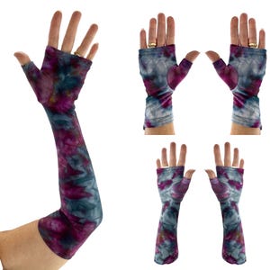 Guantes sin dedos, guanteletes y calentadores de brazos teñidos con hielo en mezcla de bambú.