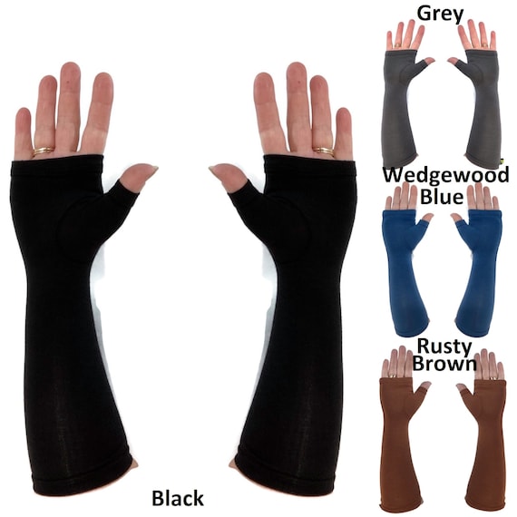 arm length fingerless gloves