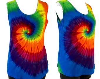 M Rainbow relaxed fit tie dye bamboo tank top.