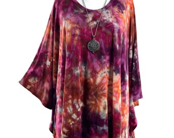 One size plus ice dye featherweight bamboo blend poncho top.
