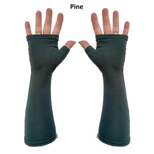 Mid-length fingerless gloves, gauntlets, arm warmers in bamboo blend. image 8