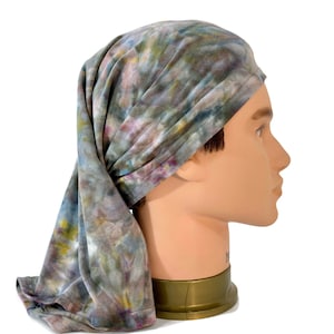 Unisex ice dye bamboo tube scarf, head wrap, hairband, headband, circle scarf. image 10