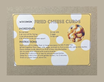 New postcard 4x6 Fried Cheese Curds Recipe Wisconsin 50 States Famous Recipe Series