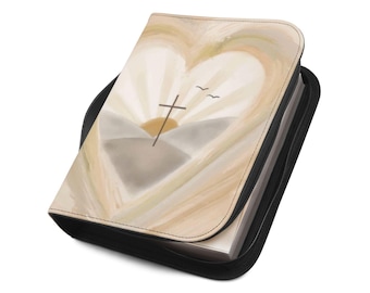 Heart Cross Sunrise Bible Cover | Lamb Watercolor Art PU Leather Case