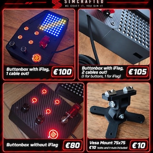 Simracing buttonbox with iFlag / Buttonbox for simracing with rotary encoders, push buttons with led, SimFlag, ignition, start engine button