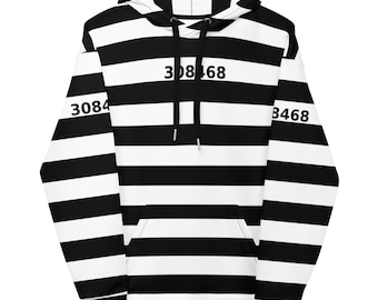 Unisex Hoodie Prison stripes Black white All over print