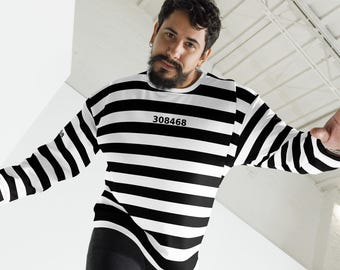 Unisex Sweatshirt Prison black/white stripes