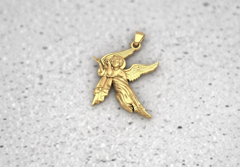 Guardian angel pendant necklace in 925 silver, religious spiritual charm jewelry