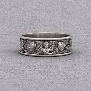 angel cherub ring silver band