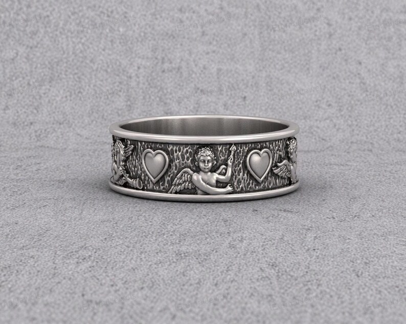 angel cherub ring silver band