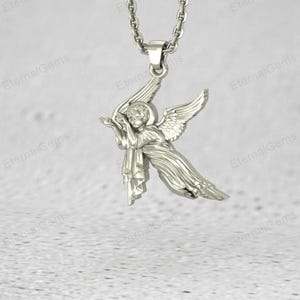 Silver angel charm necklace for her, meaningful protection jewelry gift
