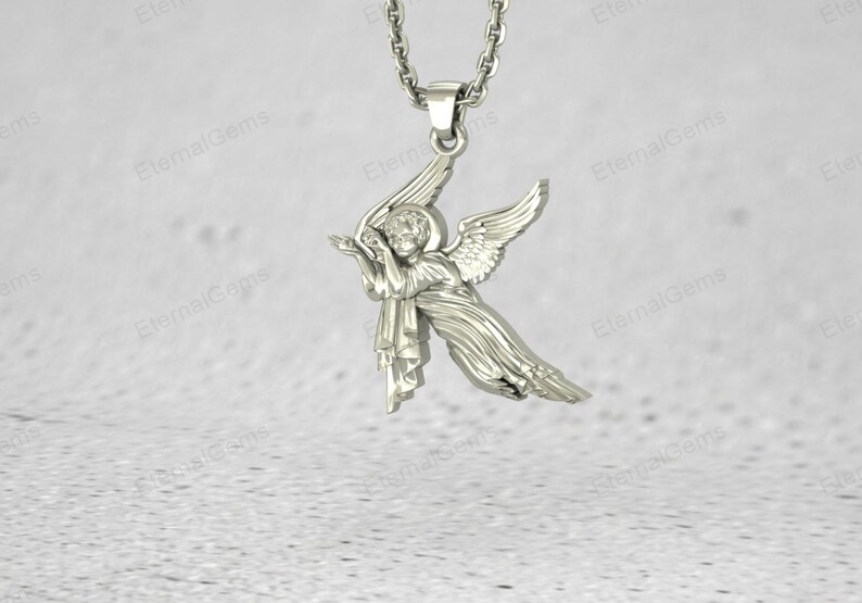Silver angel charm necklace for her, meaningful protection jewelry gift