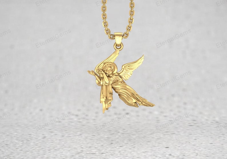 925 sterling silver guardian angel pendant necklace with detailed cherub design