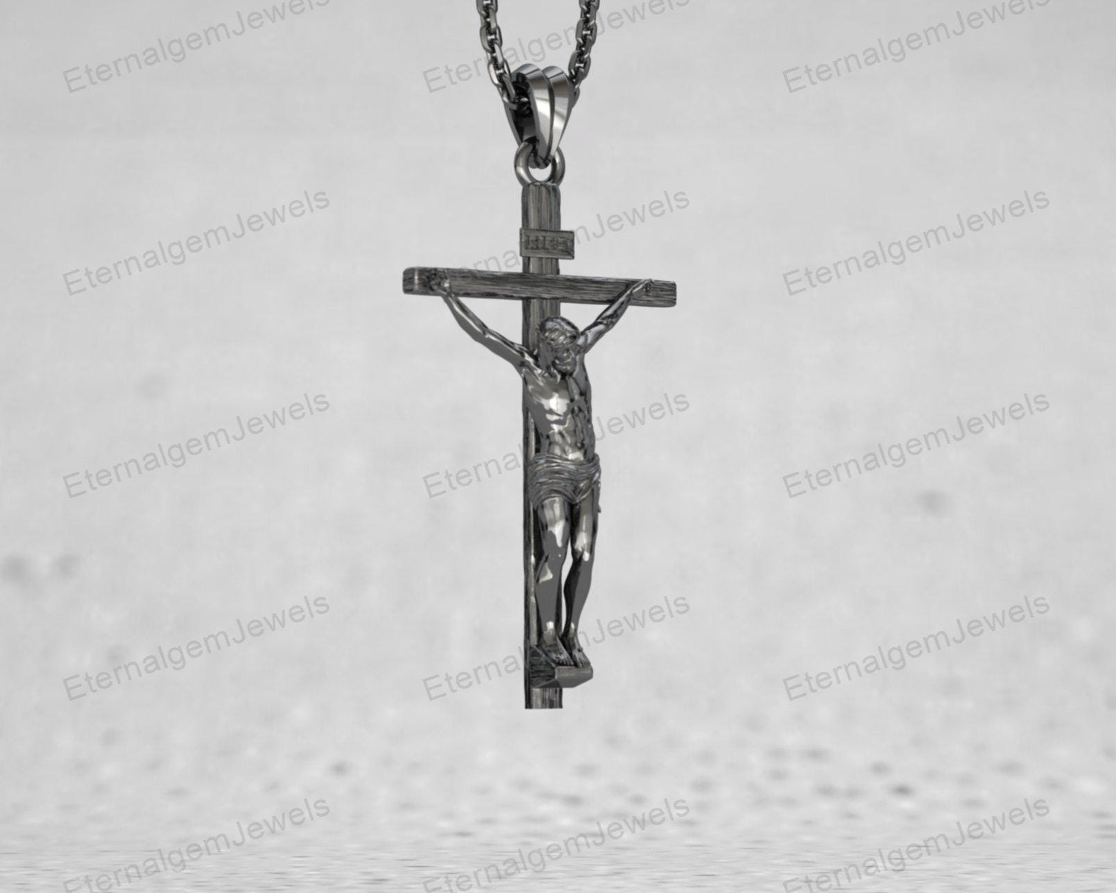 925 Sterling Silver Jesus Crucifix Necklace, Christian Cross Pendant ...