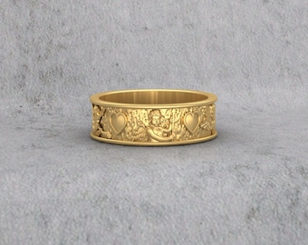 Pierścionek z sercem z aniołem Kupidynem, srebro próby 925, obrączka z aniołkiem, romantyczny pierścionek z aniołem, pierścionek na prezent walentynkowy, obrączka ślubna z Kupidynem, pierścionek z symbolem miłości