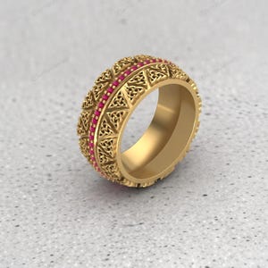 Keltischer Knoten Rubin Ring 925 Sterling Silber Wikinger Knoten Ring Lab Rubin Statement Ring keltischer Schmuck Geschenk für Sie Ihn