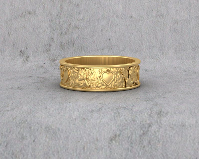 cherub cupid silver ring band