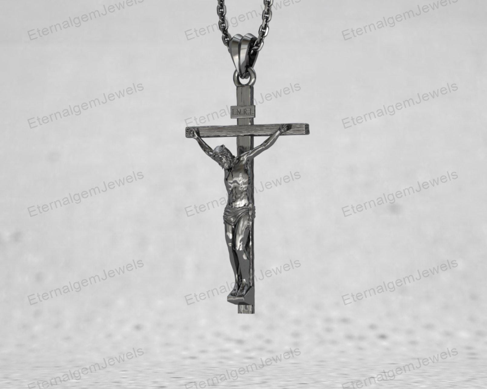 925 Sterling Silver Jesus Crucifix Necklace, Christian Cross Pendant ...