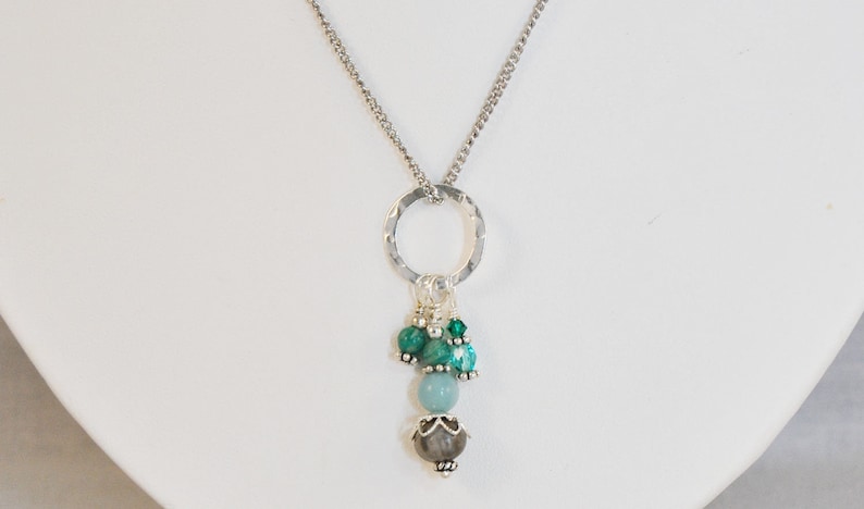stainless steel chain 24 in Job/'s Tears Necklace with Amazonite and Turquoise