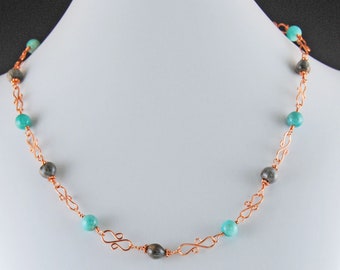 Amazonite with Job’s Tears and Copper necklace, BEST SELLER