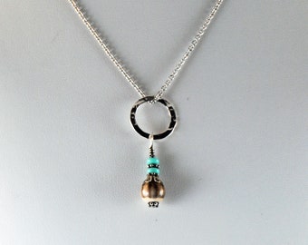 Job's Tears bead with Turquoise gemstones, necklace