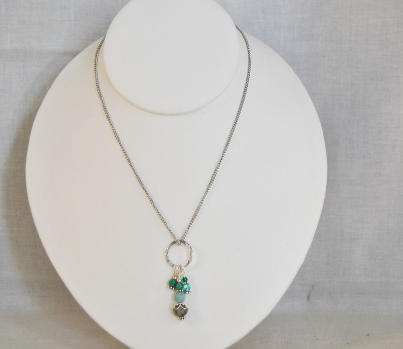 stainless steel chain 24 in Job/'s Tears Necklace with Amazonite and Turquoise