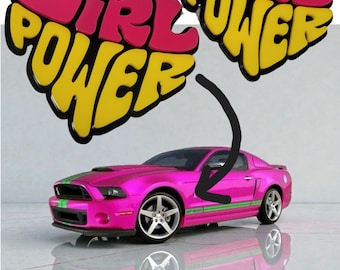 Emblema feminista para coche: Insignia acrílica rosa y amarilla de Girl Power
