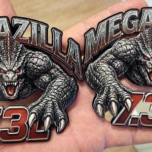 7.3L Megazilla side fender Emblem Badge – 4.5” Heavy‑Duty Truck Decal – Custom Engine Badge Pair