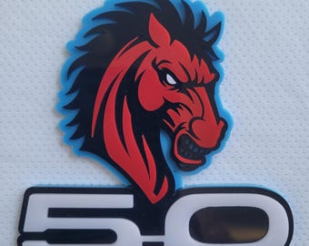Emblema Mustang Angry Horse: Insignia de coche con guardabarros de acrílico 5.0 Pony