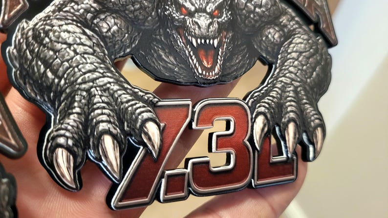 7.3L Megazilla side fender Emblem Badge – 4.5” Heavy‑Duty Truck Decal – Custom Engine Badge Pair