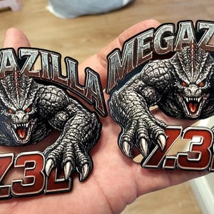 7.3L Megazilla side fender Emblem Badge – 4.5” Heavy‑Duty Truck Decal – Custom Engine Badge Pair