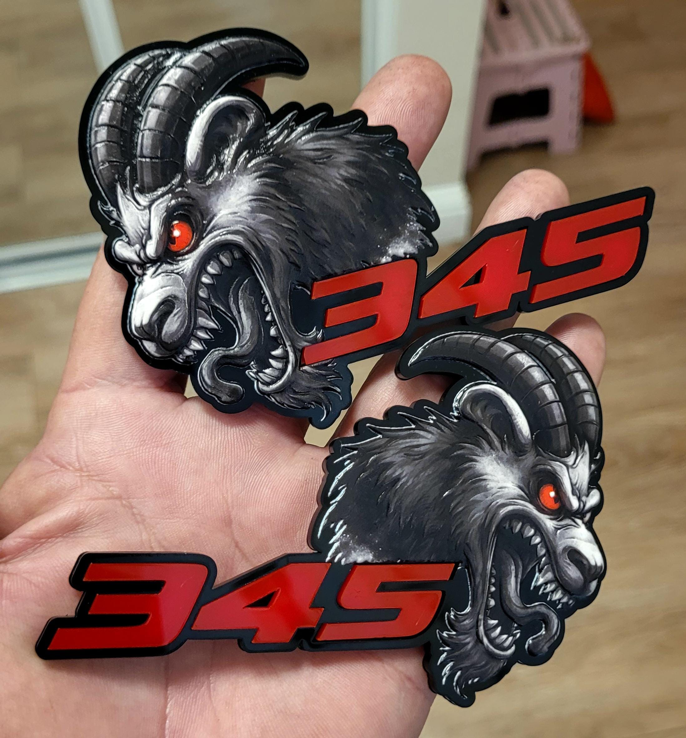 Angry Ram Goat 345 Engine Badge, UV Printed Acrylic Truck Fender Emblem ...