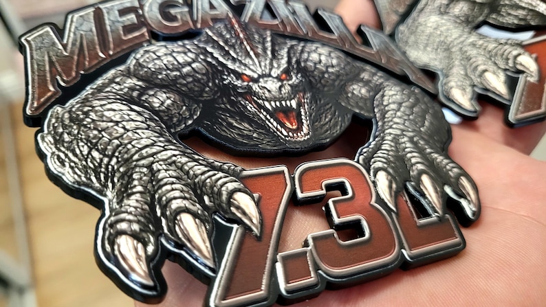 7.3L Megazilla side fender Emblem Badge – 4.5” Heavy‑Duty Truck Decal – Custom Engine Badge Pair
