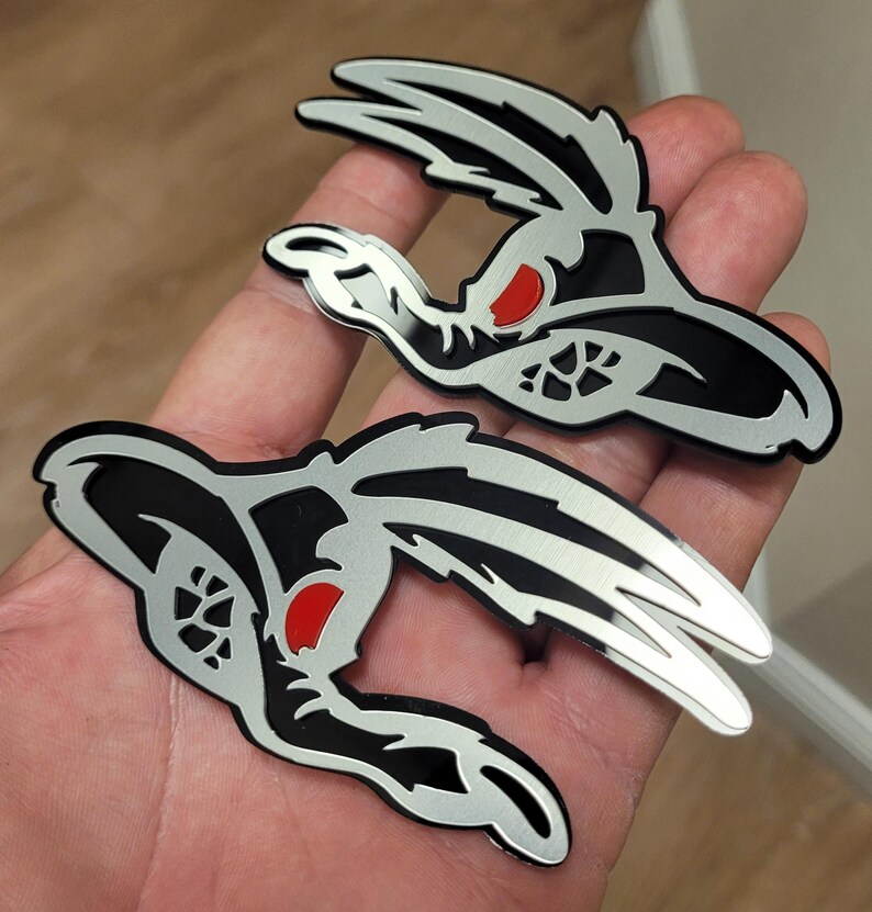 Coyote Badges Emblem Red Eye Silver BANDIT Pair Coyote Badges Emblem Red Eye Silver BANDIT Pair
