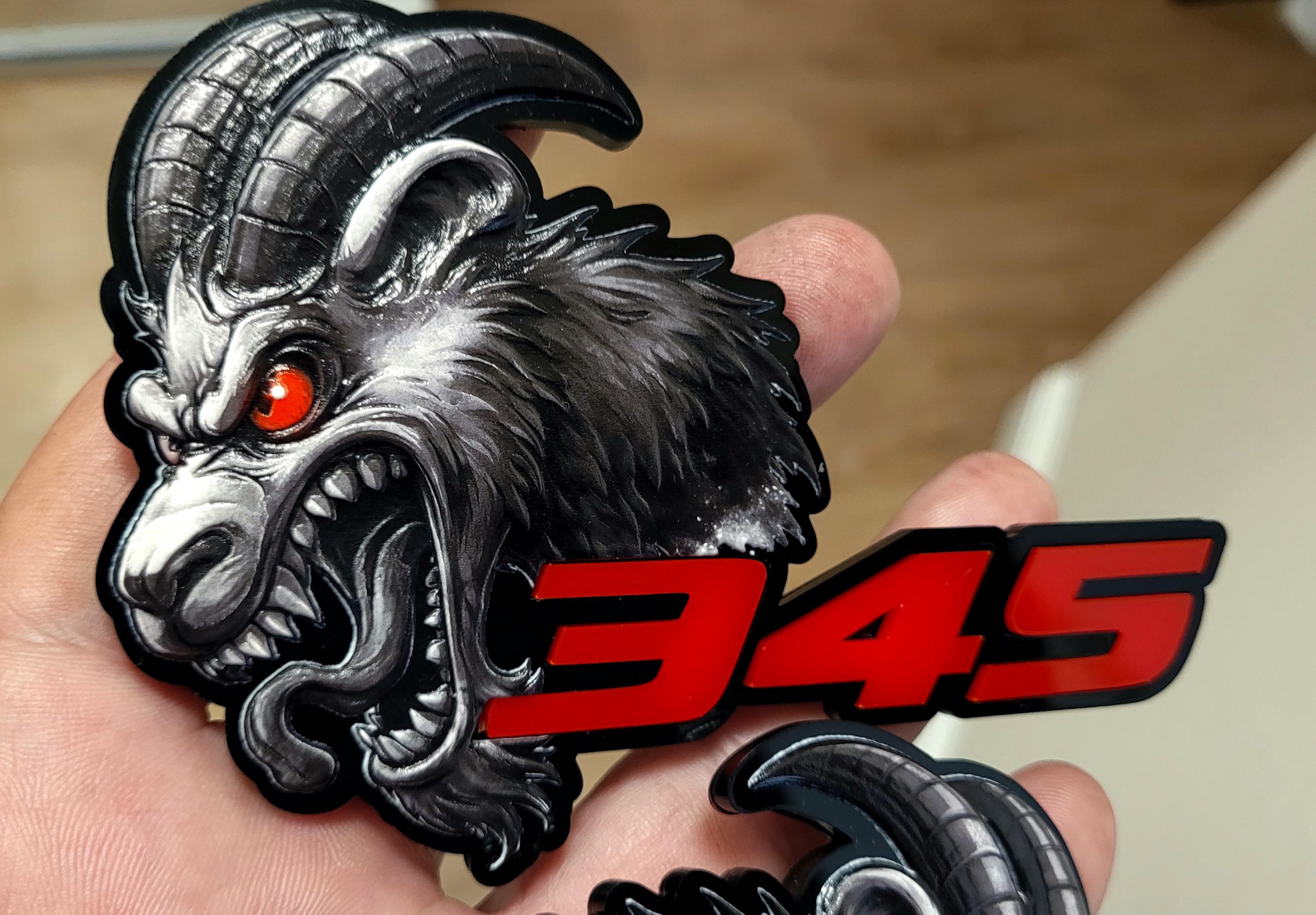 Angry Ram Goat 345 Engine Badge, UV Printed Acrylic Truck Fender Emblem ...