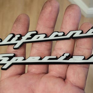 California Special Car Emblem Badge: Black White Peel Stick Decal