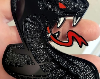 Angry Cobra Red Eye Tailgate Snake Badge Stealth Black 1PC Fit Mustang
