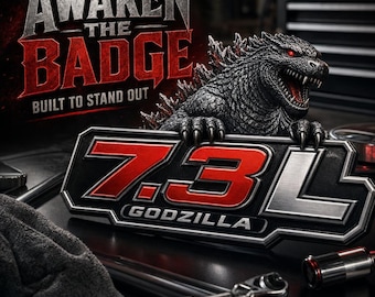 7.3L Godzilla emblem red eye, 3d textured badge, acrylic truck suv