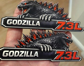 Emblema Godzilla 7.3L, emblema para caminhão em acrílico texturizado 3D (15 cm de diâmetro)
