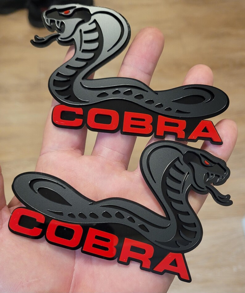 Shelby Cobra Badge Gloss Black Pair: Snake Emblem Side Fender Decals - Etsy