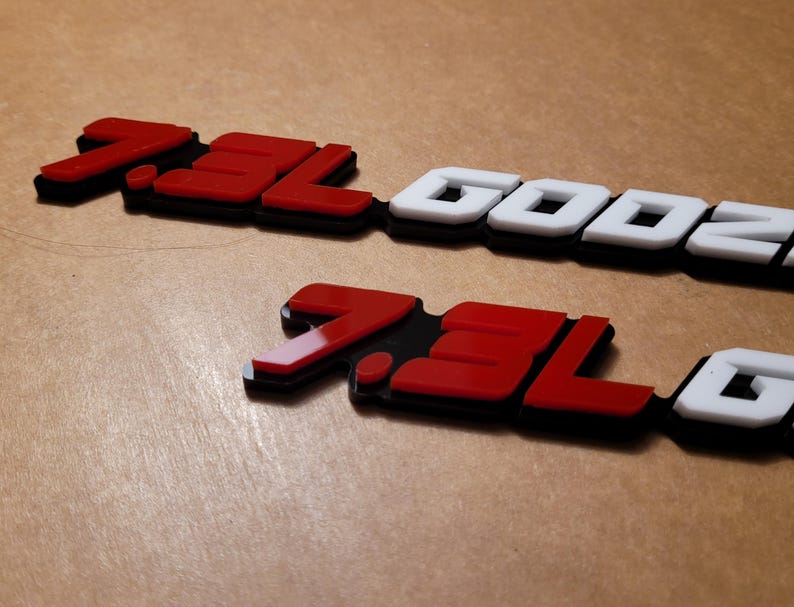 Engine Emblems Ford Truck Emblems 7.3L Godzilla Red White Black Custom Badge Pair - Etsy