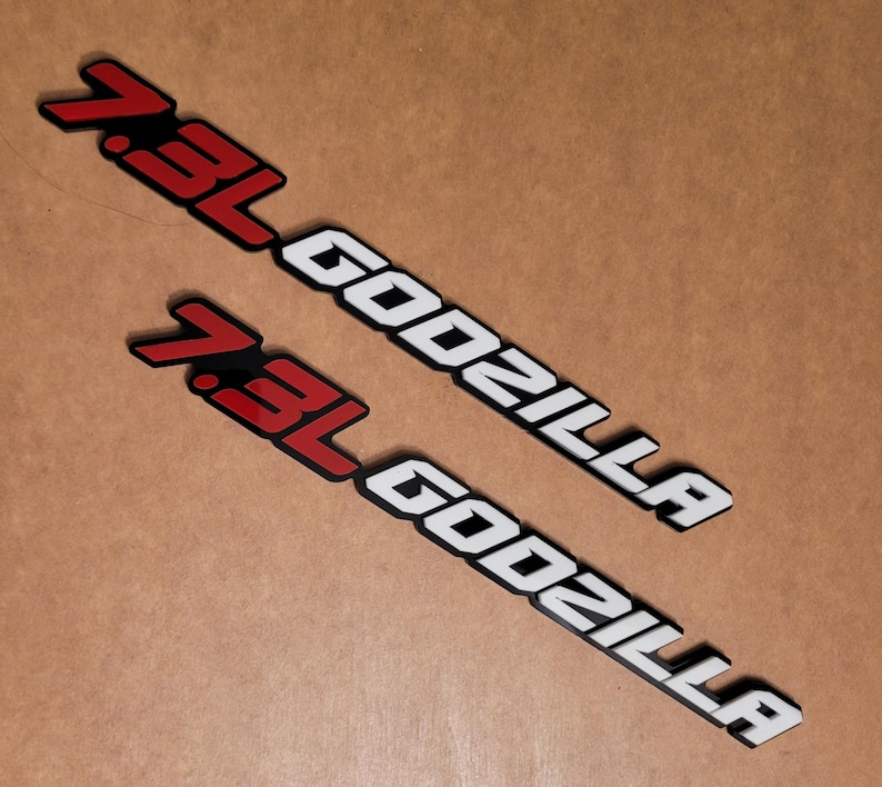 Engine Emblems Ford Truck Emblems 7.3L Godzilla Red White Black Custom Badge Pair - Etsy