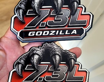 7.3L Godzilla Super Duty Truck Side Fender Emblem Pair Acrylic Badge 3D Texture Weatherproof