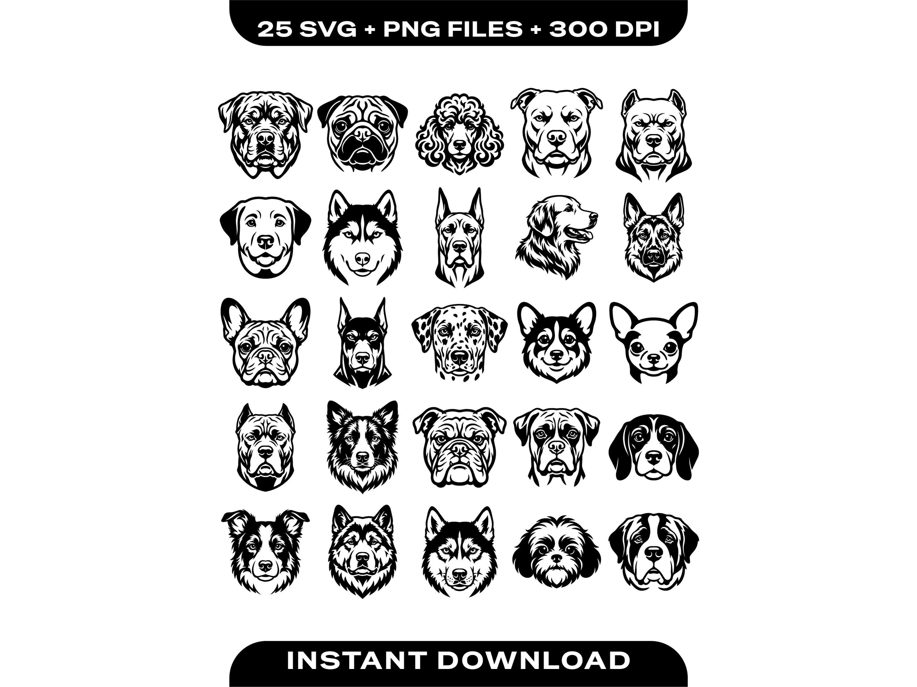 25 Dog SVG Bundle PNG Cricut Dog Breeds Vector Instant Download - Etsy UK